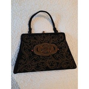 Vintage SOURE Bag, New York 1950's Velvet Embroidered and Beaded